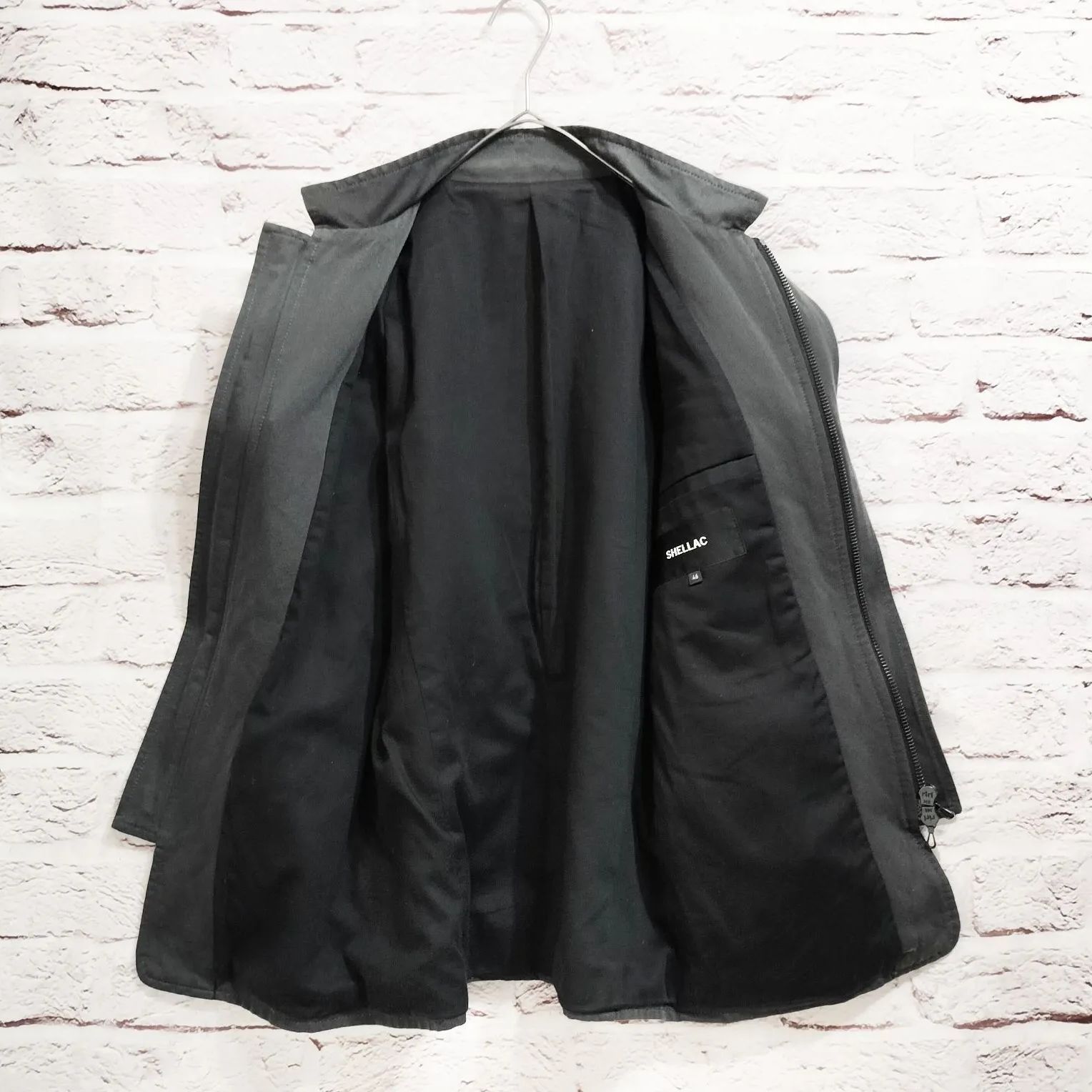 【ワカジー㈱】SHELLAC スタンドカラー ジャケット 日本製】SHELLAC スタンドカラー ライダース風 ジッパー ジャケット