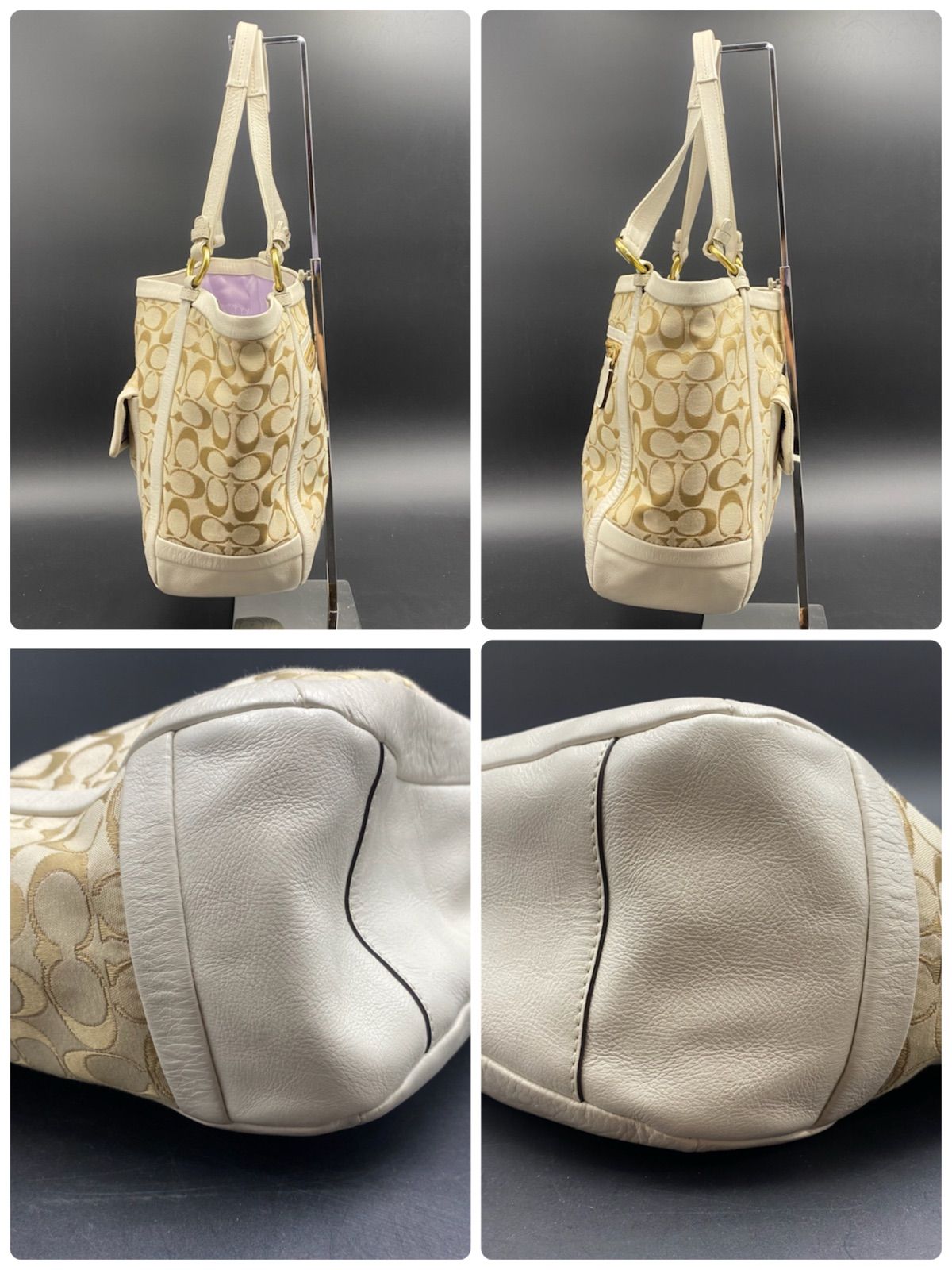 コーチレザーバッグ 66 良品 COACH コーチ 13606 トートバッグ シグネチャー ベージュ