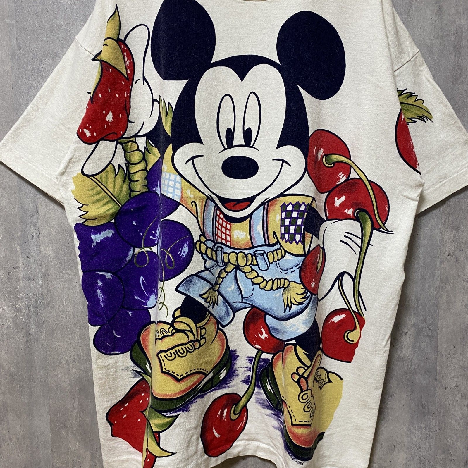 古着 used　90s　Disney　ディズニー　半袖プリントデザインTシャツ　白　ホワイト　ミッキーマウス　レトロ　USA製