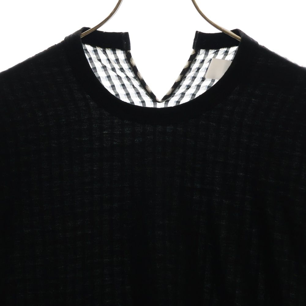 TAO COMME des GARCONS タオコムデギャルソン チェック柄 ドッキングブラウス Tシャツ カットソー レディース TK-T021 ブラック TAO COMME des GARCONS (タオコムデギャルソン) チェック柄