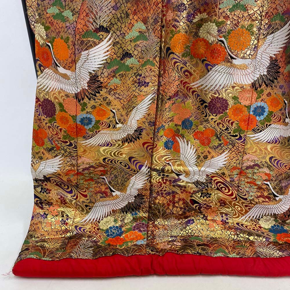 色打掛 正絹 鶴 刺繍 金 黒 紫 打掛 Lサイズ 裄67 花嫁衣裳 婚礼 色打掛 正絹 鶴 刺繍 金 黒 紫 打掛 Lサイズ 裄67 花嫁衣裳 婚礼