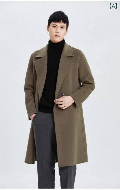 2XL メンズ ファッション 服 用 オシャレ シンプル 大人 かっこいい 大きいサイズ ストリート 紳士服 英国 アメリカン 両面 コート ダブルブレスト ウール ミドル丈 ウインドブレーカー