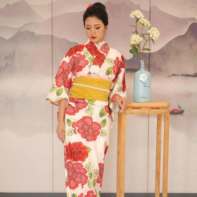 牡丹柄 二部式 浴衣 3点セット 浴衣帯セット 花見 花火大会 夏