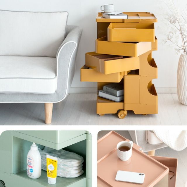 ワゴン 3段 キャスター付き 回転 43幅 高さ52.5cm ほぼ完成品 キャスターのみ取付 天板付き おしゃれ 低い キッチンワゴン コンパクト サイドテーブル ベビーワゴン サイドワゴン 物が落ちない デスク下 収納 コスメ 化粧品 幅43cm 奥行43