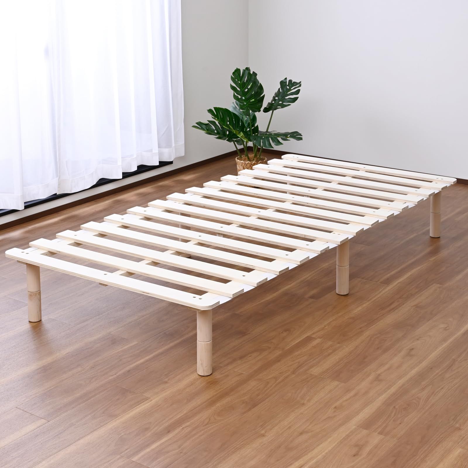 山善 YAMAZEN すのこベッド 脚の高さを変えられる シングル 幅95×奥行195×高さ16.5|29cm ベッドフレーム すのこ 一人暮らし 木製 組立品 ナチュラル APSB-S NA *