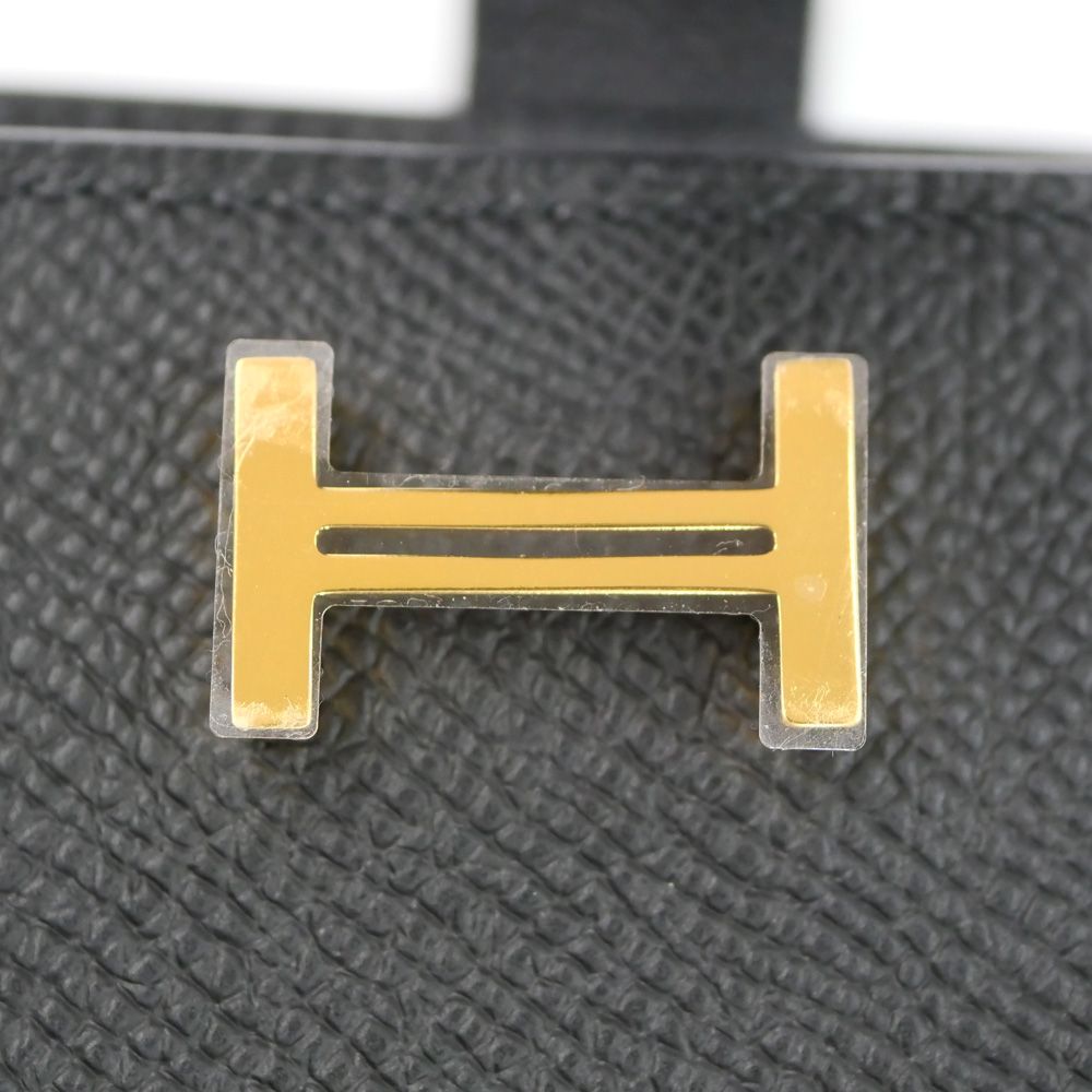 名東】エルメス ベアンミニ 二つ折り財布 ブラック ゴールド金具 