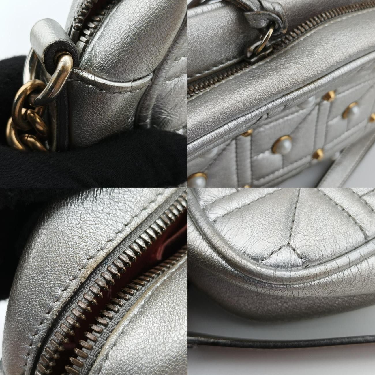 グッチGucciGGマーモントシルバーレザー447632D021162440