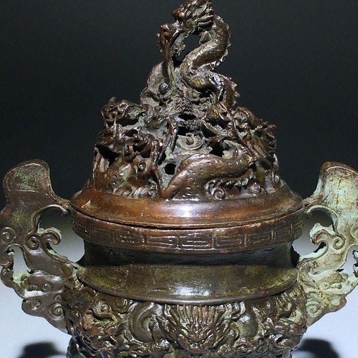 九龍宝石三足鼎 三足香炉 銅製 装飾品 工芸品 美術品 置物 九龍宝石三足鼎 三足香炉 銅製 装飾品 工芸品 美術品 置物