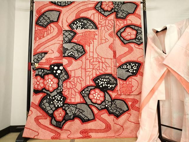 平和屋着物○振袖用長襦袢 無双仕立て 辻が花地紋 暈し染め 半衿刺繍