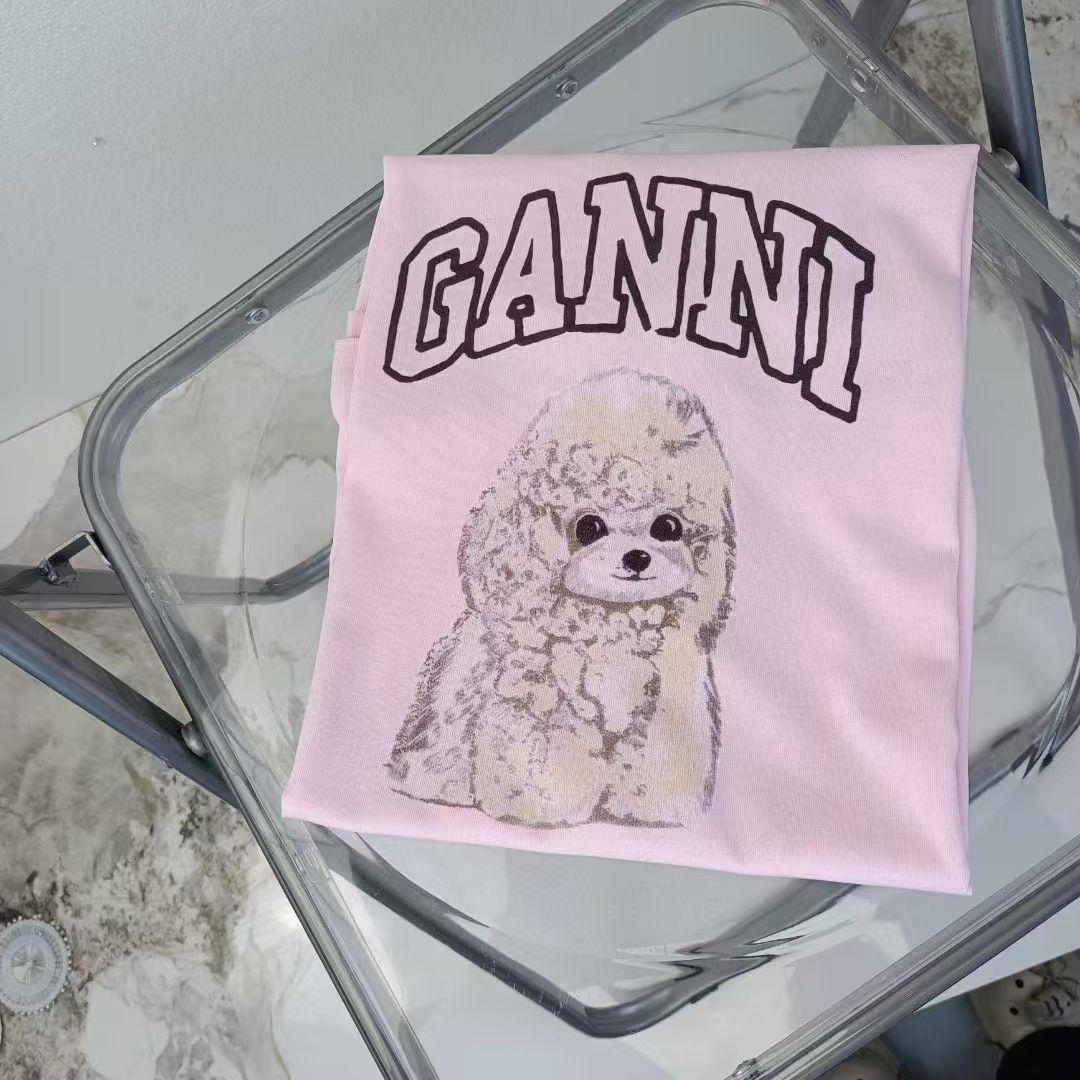 GANNI 動物プリント Tシャツ 半袖 GANNI半袖Tシャツ 動物プリント レディース 可愛い 3色展開