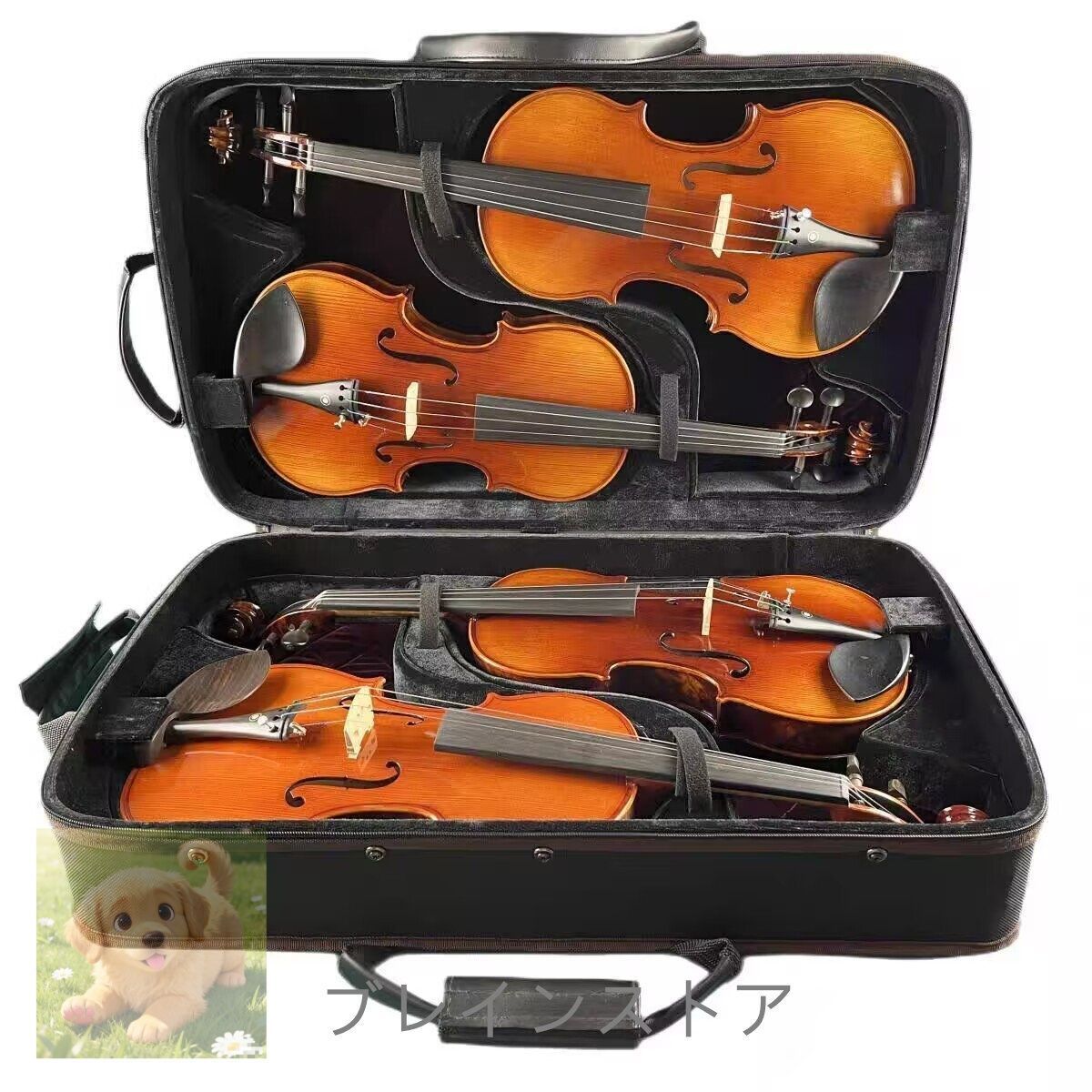 木製 4|4＆3|4サイズ対応 4本収納バイオリンケース 航空機持ち込み対応 楽器用キャリーボックス