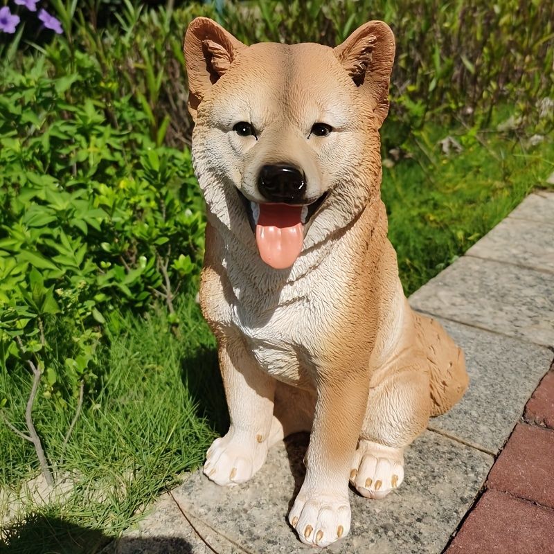 可愛い柴犬　リアルな柴犬レジン彫刻！ リアル 柴犬 お座り 置物 35cm かわいい 樹脂 動物像 レジン製