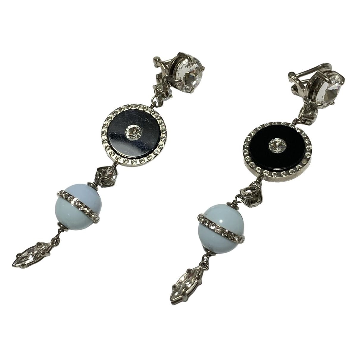 miumiu ミュウミュウ イヤリング - シルバー×黒×マルチ ビジュー