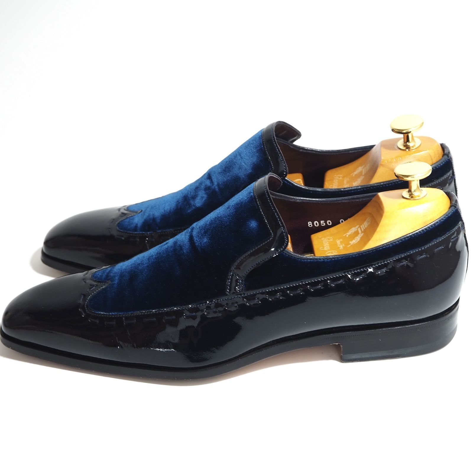 ◎サントーニ Santoni パテントレザー 切り替え シューズ 6.5 25㎝相当 