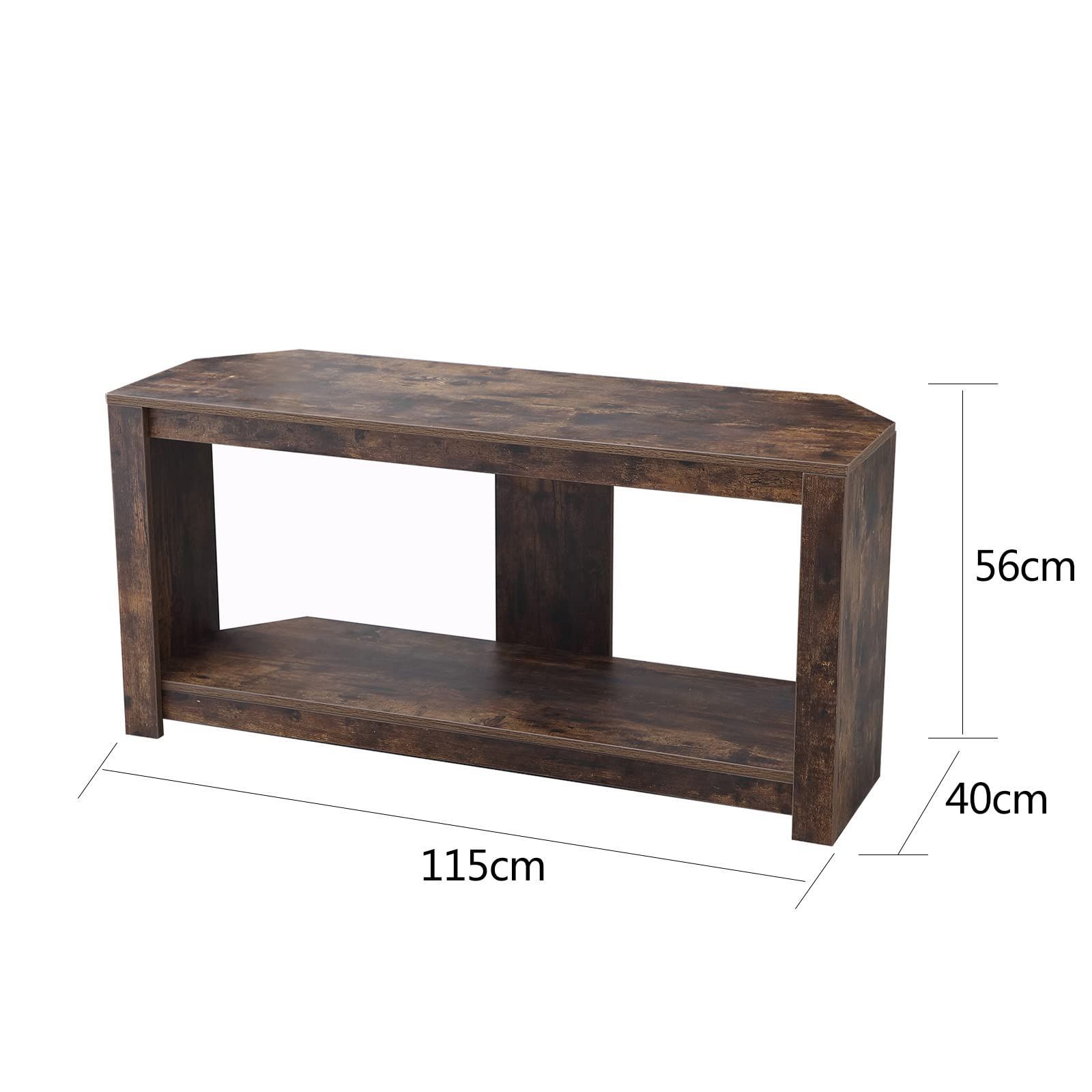 在庫処分 木製 簡単組み立て テレビラック 幅115×奥行40×高さ55cm コーナーラック 角置き コーナーリビング収納 FUNROLUX TV台 テレビボード コーナー ローボード テレビ台