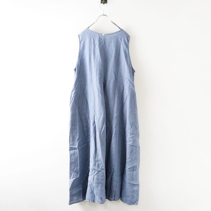 2025SS ネストローブ nest Robe リネンタックノースリーブワンピース F ブルー フ ドレス 2400014645330