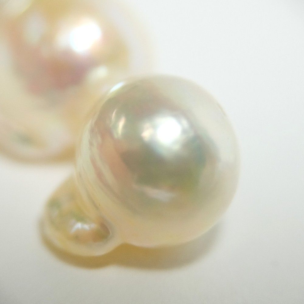 高品質パール】9.0mm up アコヤ真珠ルース 両穴 1ピース D143