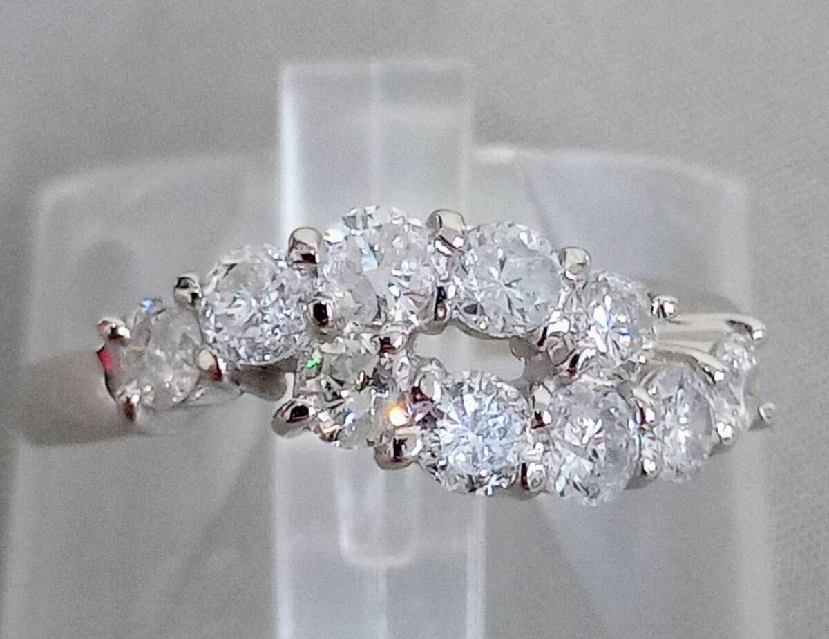 ソーティング付】天然ダイヤモンドPt900 ＃13 D1.05ct 4.4g リング 