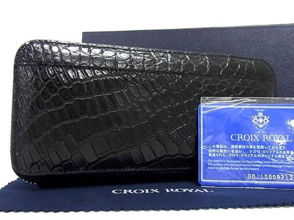 未使用】CROIX くから ROYAL 本物 マットクロコダイル 二つ折り財布