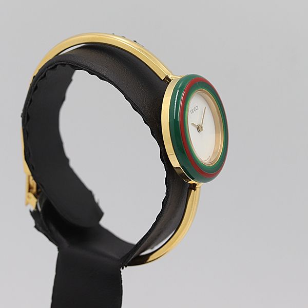 美品 グッチ GUCCI チェンジベゼル バングルウォッチ 腕時計 F605
