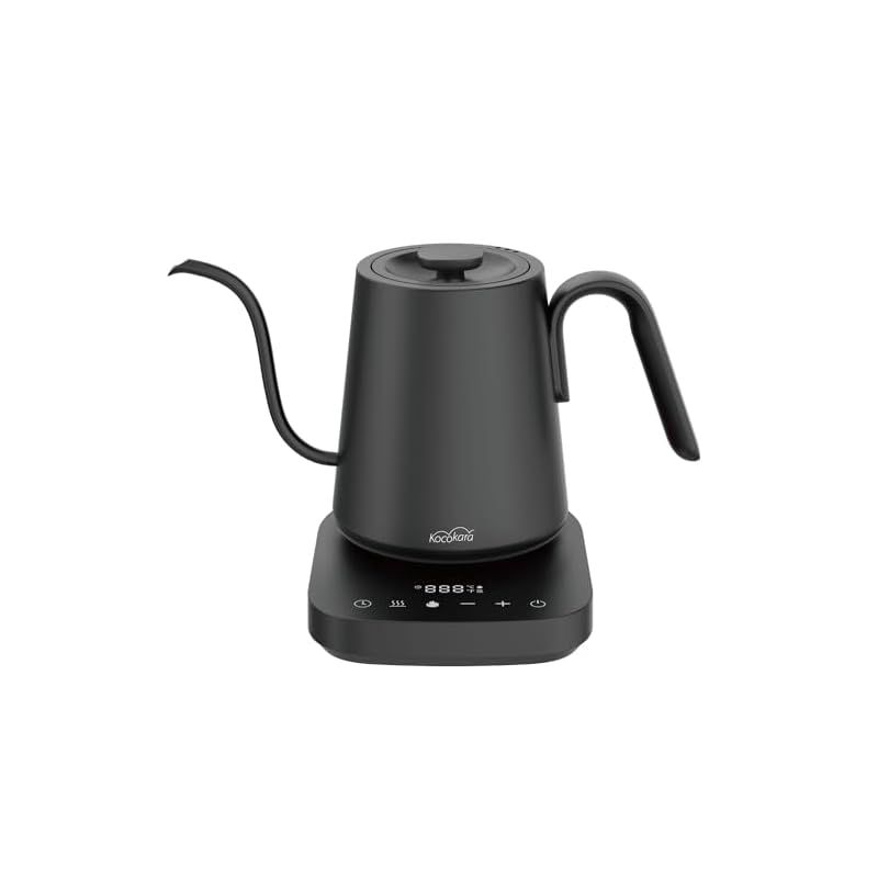 Kocokara 電気ケトル ドリップケトル 0.8L 1200W 沸騰ボタン 急速沸騰 軽量520g 1℃単位調整 120分保温機能 ペーパーフィルター100枚プレゼント 1