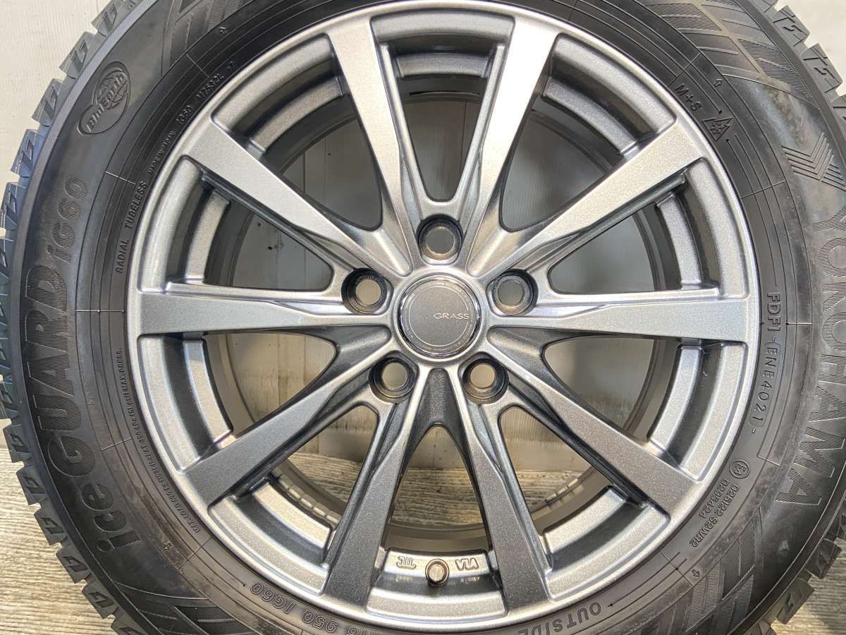 ◆GRASS社外ホイール16インチ215/60R16★22年スタッドレスタイヤ 215/60R16 ヨコハマ アイスガード iG60 GRASS 16x6.5 38 114.3-5