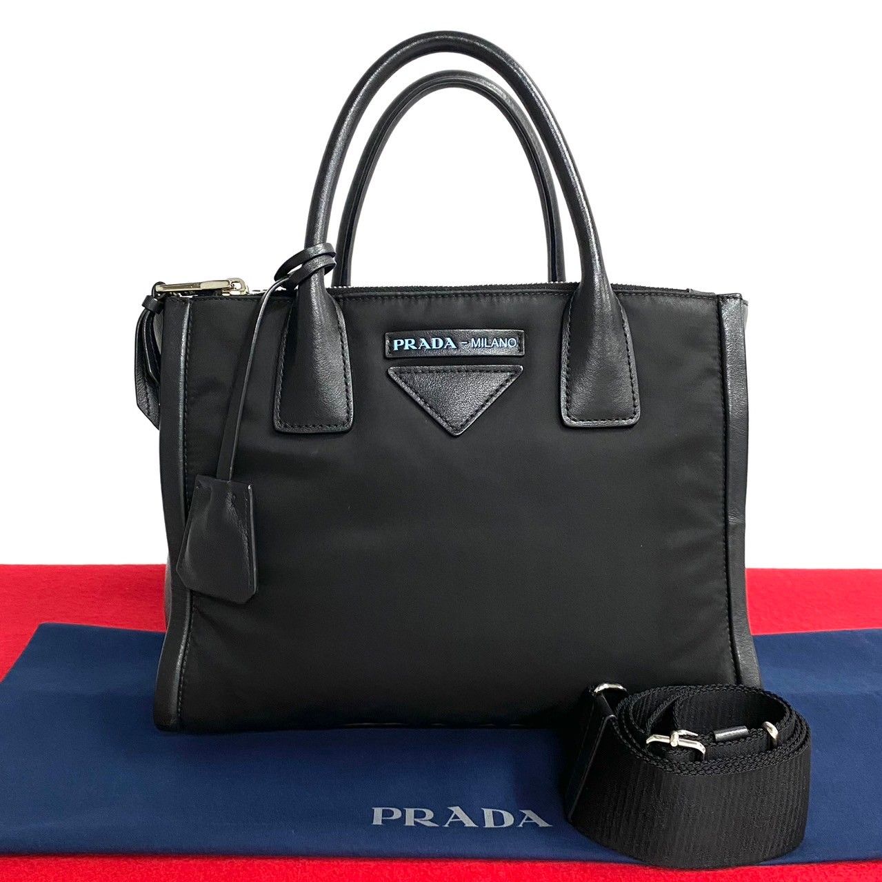 極 美品 希少品 PRADA プラダ コンセプト 2way ナイロン レザー