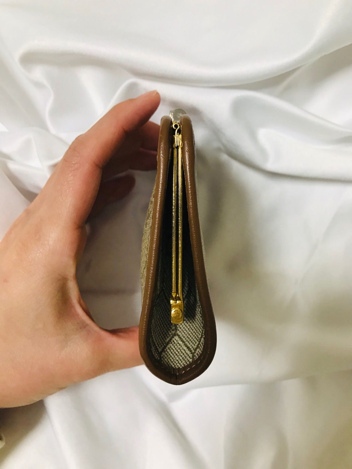 新品同様 ＊ クリスチャンディオール ハニカム がま口 コインケース ベージュ Christian Dior クリスチャン ディオール ハニカム コインケース