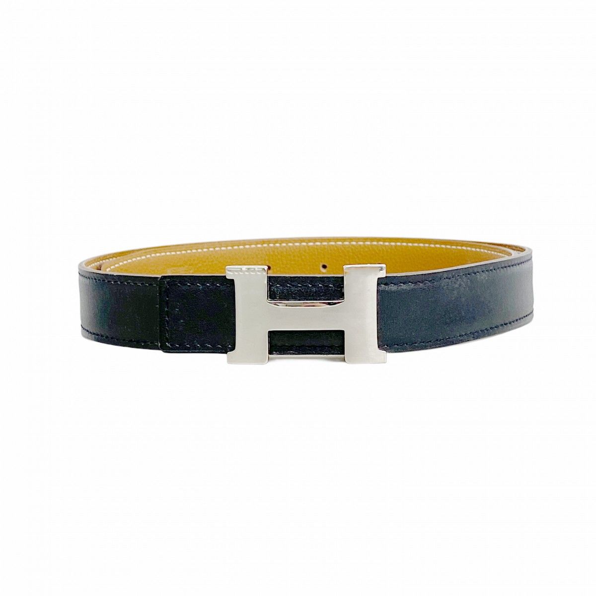5id5146 エルメス ベルト コンスタンス トゴ ボックスカーフ ゴールド ブラック シルバー金具 □F刻印 レディース
