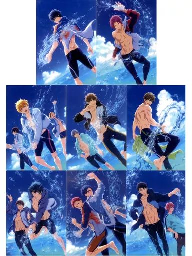 Free! RW夢 Good Luck Blue クリアファイル 全種類 中古】クリアファイル 全8種セット 「劇場版 Free!-Road to the