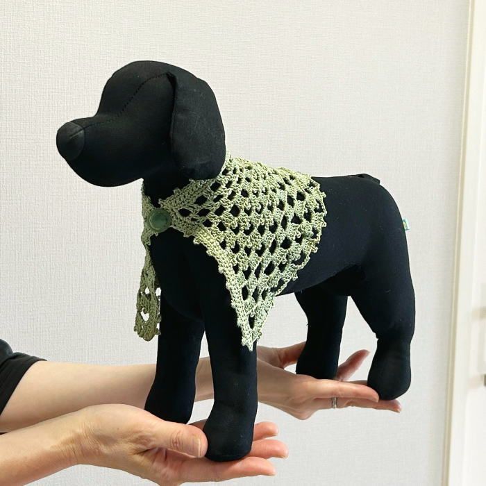 編み物キット ウォッシュコットンクロッシェで編む犬用ケープ 毛糸 夏糸 かぎ針編み 犬の服 ワンコ服 ドッグウェア
