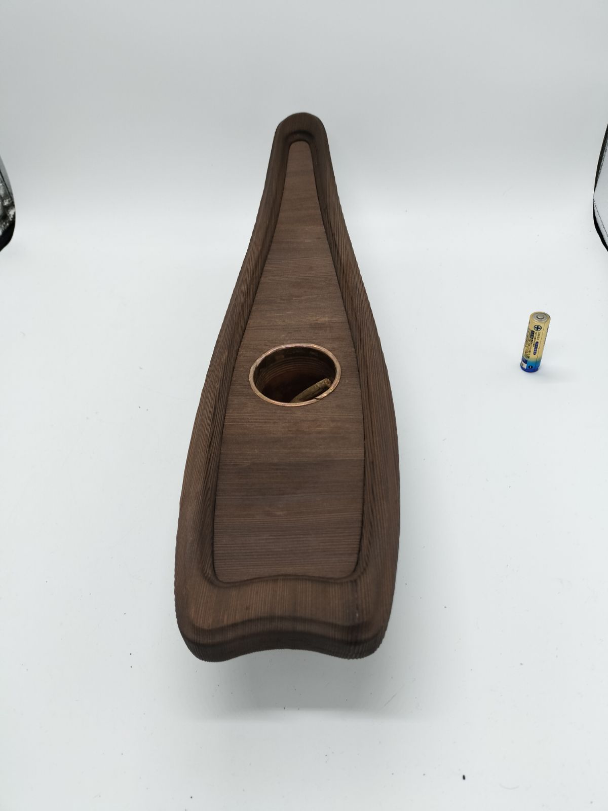 池坊 泊船 花器 泊船 船型 焦げ茶色 木目調 変形 花台 窯 工房 池坊 フラワー