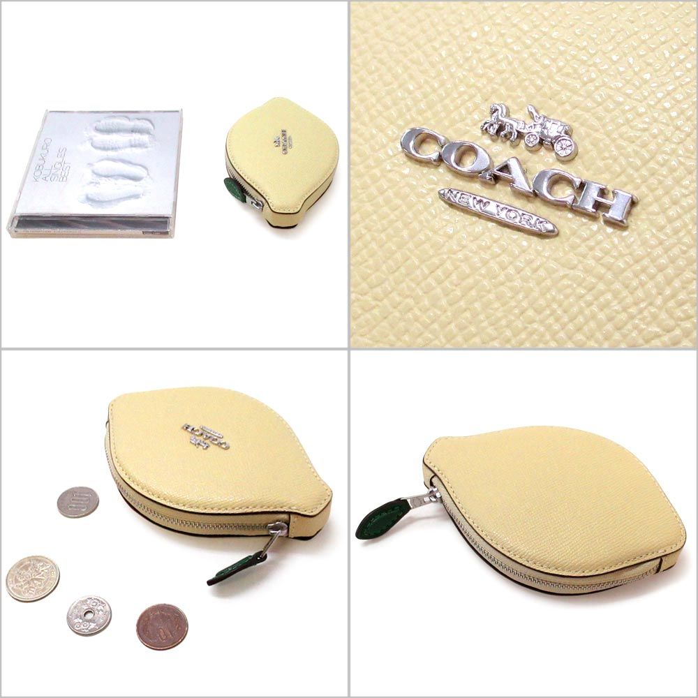 COACH★レモン型コインケース COACH】コーチ グリッター メタリックスムースレザー レモン