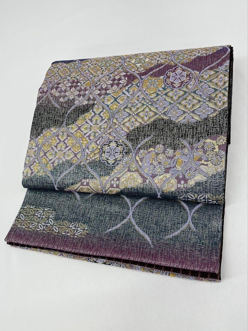 Polaris 西陣織 袋帯 日光東照宮 猫 猿 金糸 正絹 六通 Q919 Polaris 西陣織 袋帯 日光東照宮 猫 猿 金糸 正絹 六通 Q919