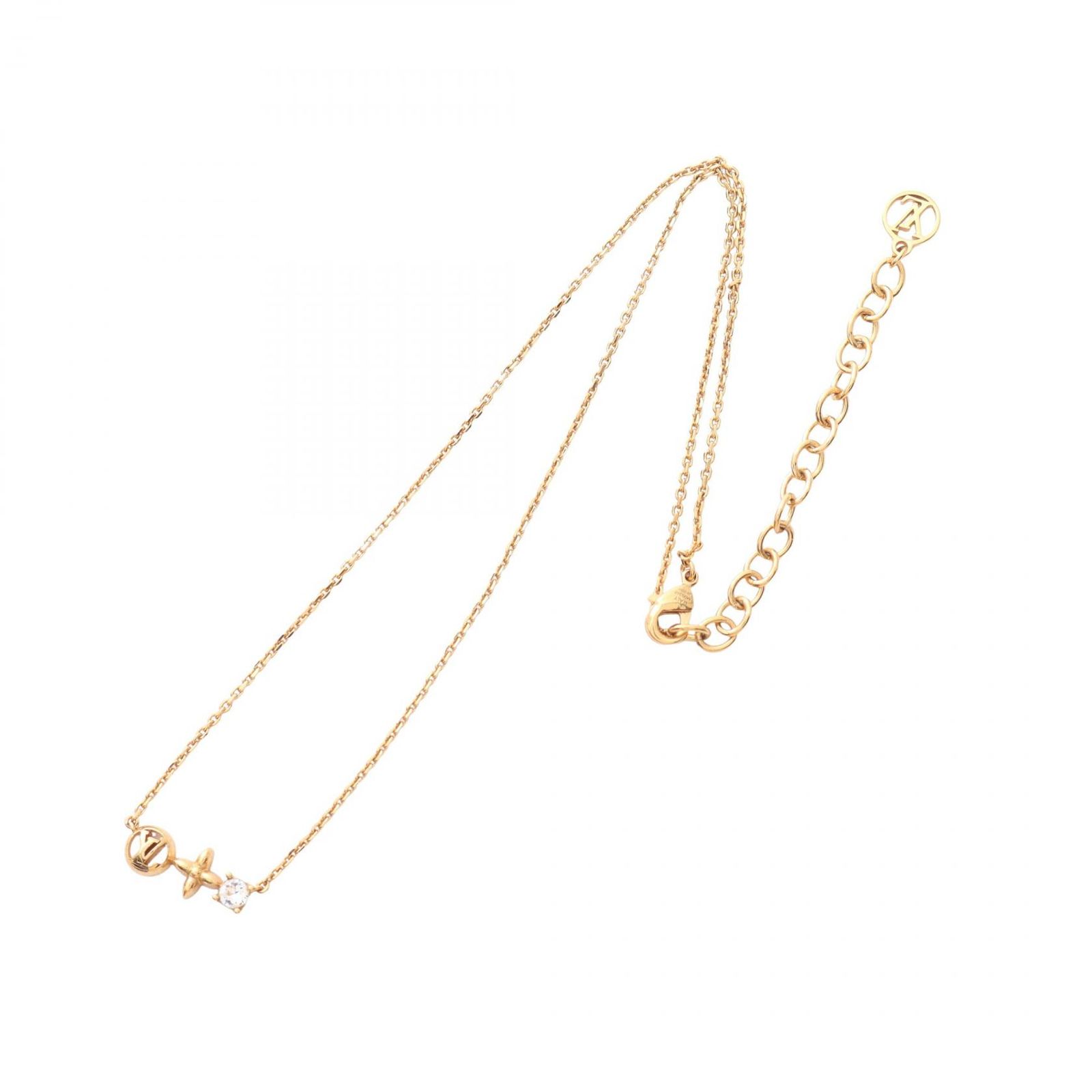 【美品/箱付き】 Louis Vuitton ゴールドメッキ ネックレス LOUIS VUITTON エセンシャルV ネックレス メッキ ゴールド