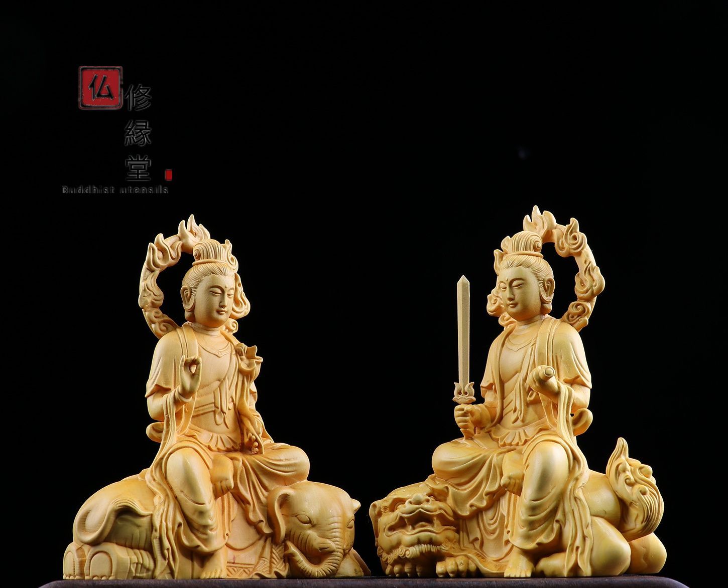 【修縁堂】仏像 精密細工　極上品　仏教工芸　木彫仏像 御龍観音 古美術品 修縁堂】仏像 精密細工 極上品 仏教工芸 木彫仏像 御龍観音 古