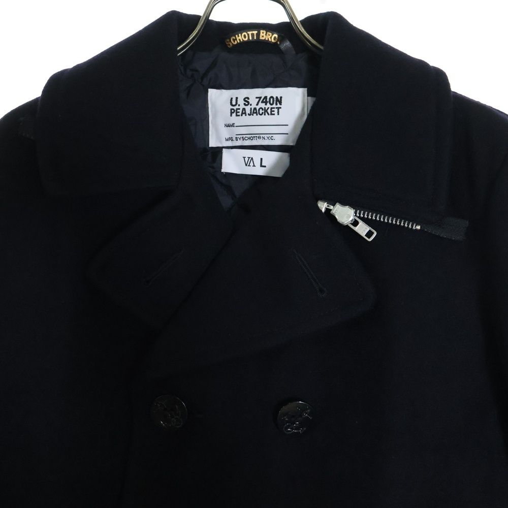 さ*！様 schott ブラックウールピーコート Schott ショット 766US メルトン ウール ジップ ピーコート MADE