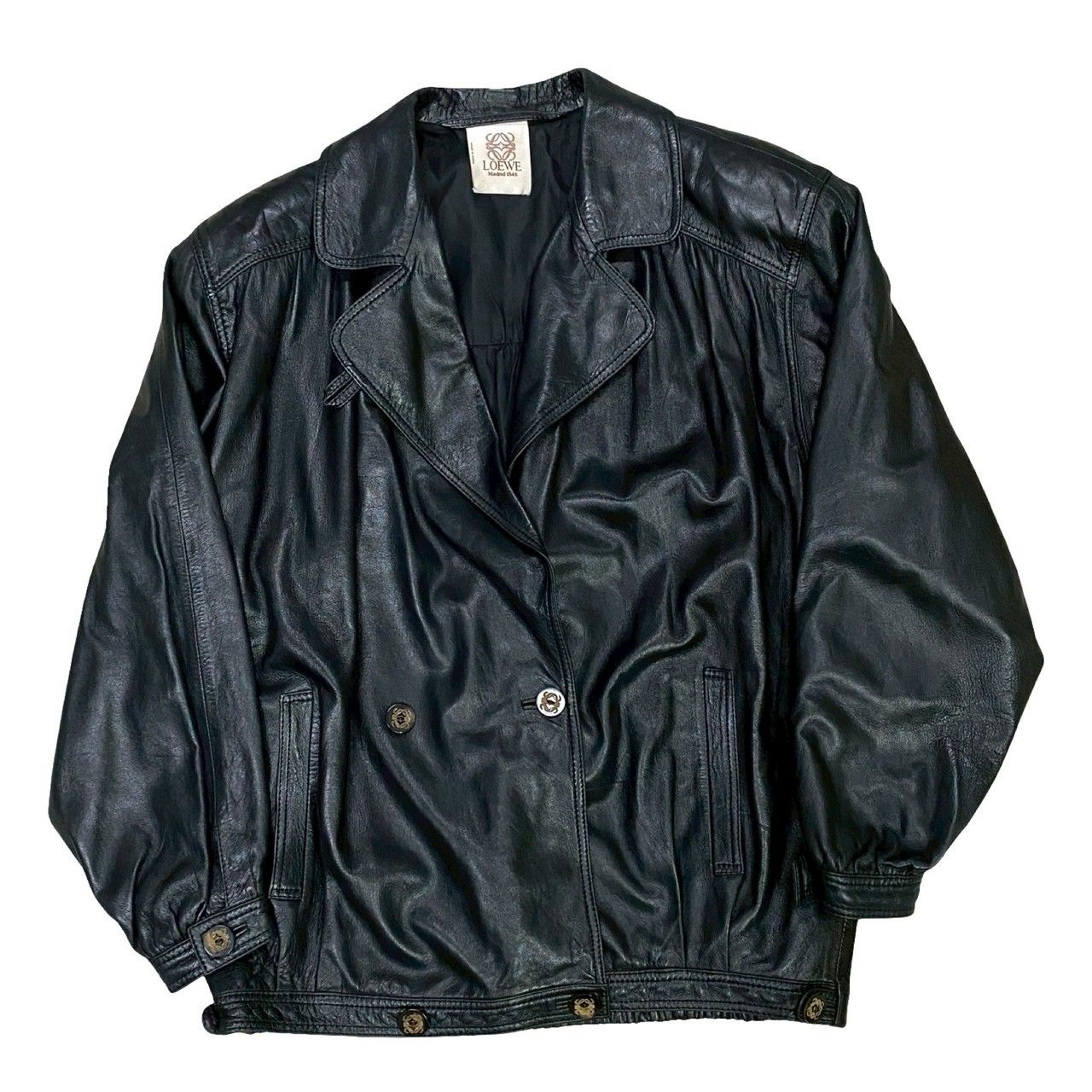 極 美品 希少品 LOEWE ロエベ アナグラム ロゴ ボタン ラムナッパ