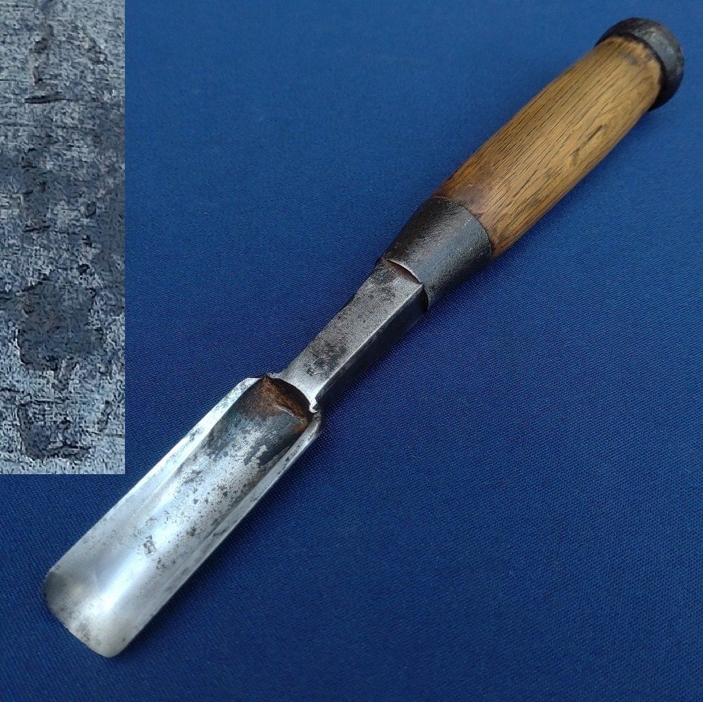 丸鑿 亀田 刃幅約21㎜ 全長約215㎜ のみ ノミ 特殊鑿 細工鑿 彫刻刀 丸刀 大工道具 工具 2690