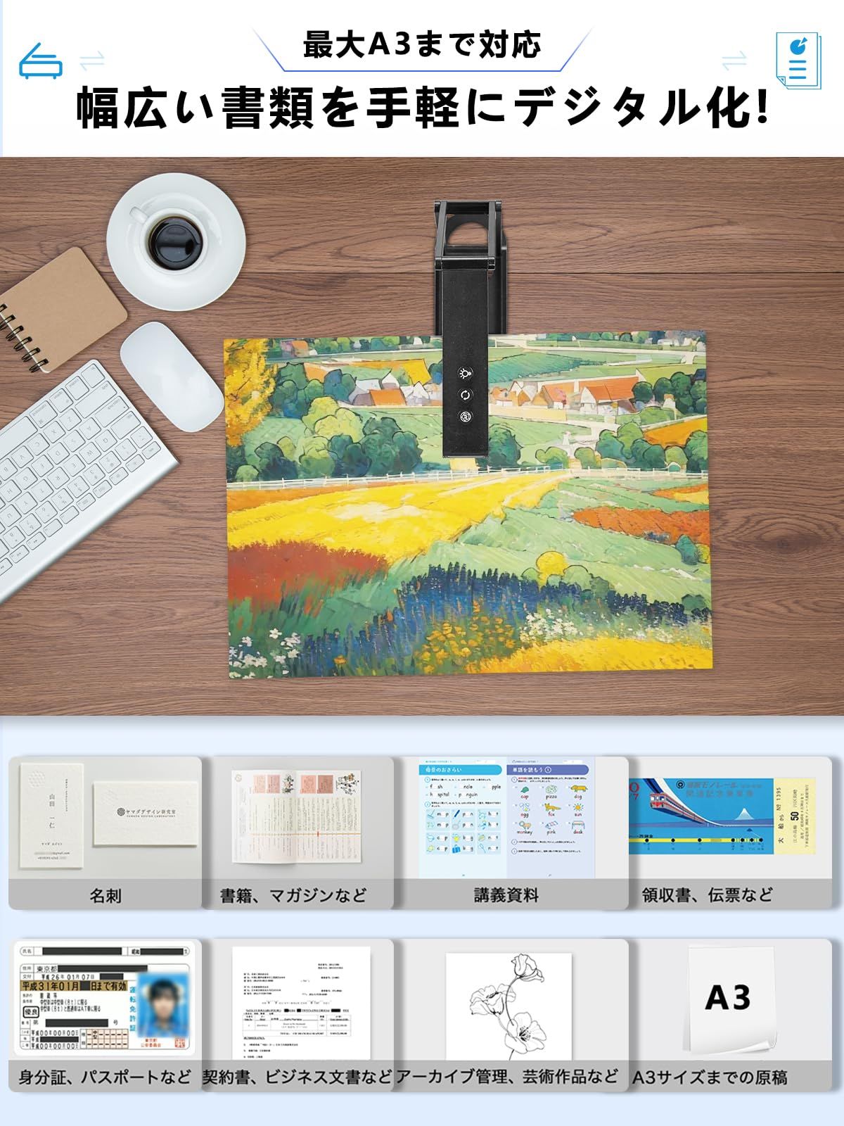 ☆即日発送☆【2025新登場】 ドキュメントスキャナー 折りたたみ 書画