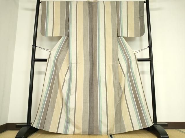 平和屋着物 結城紬 単衣 奥順 はたおり娘 間道 100亀甲 正絹 DAAX3082az