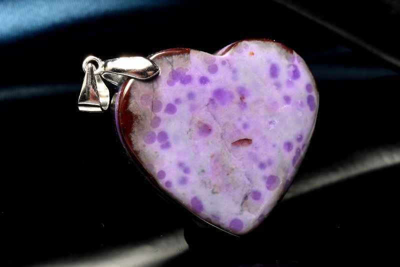１点物 シルバー925 高発色 スギライト 杉石 25x27mm ハート ペンダントトップ パワーストーン 天然石 _PC6295