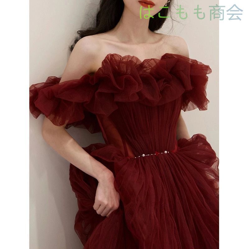 花嫁 ロングドレス カラードレス チュール ティアードドレス
