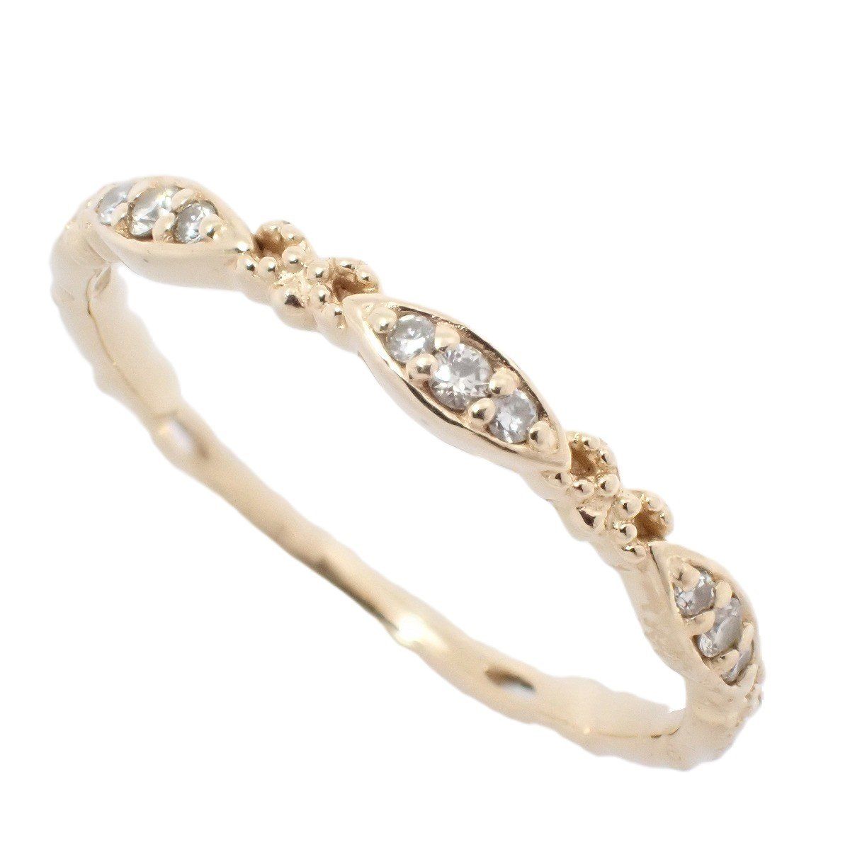 アガット agete アガット agate 9号 リング ダイヤ 0.06ct K18 YG 