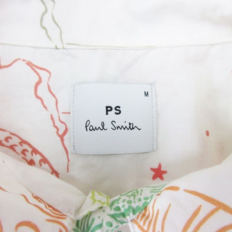 美品 PSポールスミス Paul Smith ジュエリー柄 半袖シャツ 総柄 ピーエスポールスミス PS Paul Smith 総柄 シャツ 半袖 ホワイト