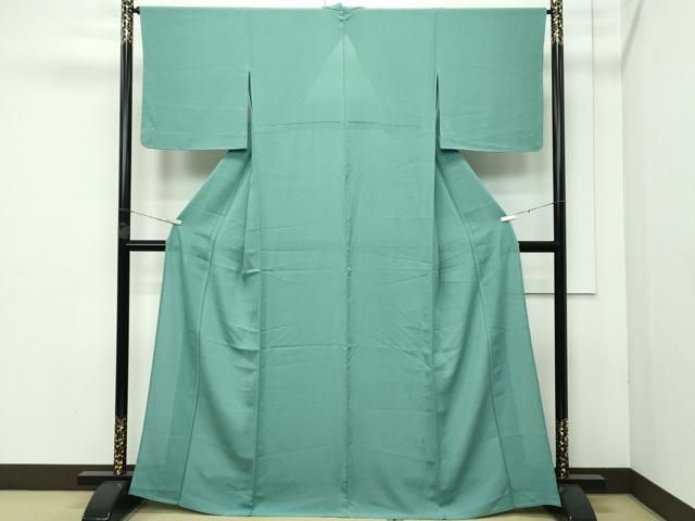 平和屋着物 上 夏物 色無地 老竹色 絽縮緬 CZAA3604s5