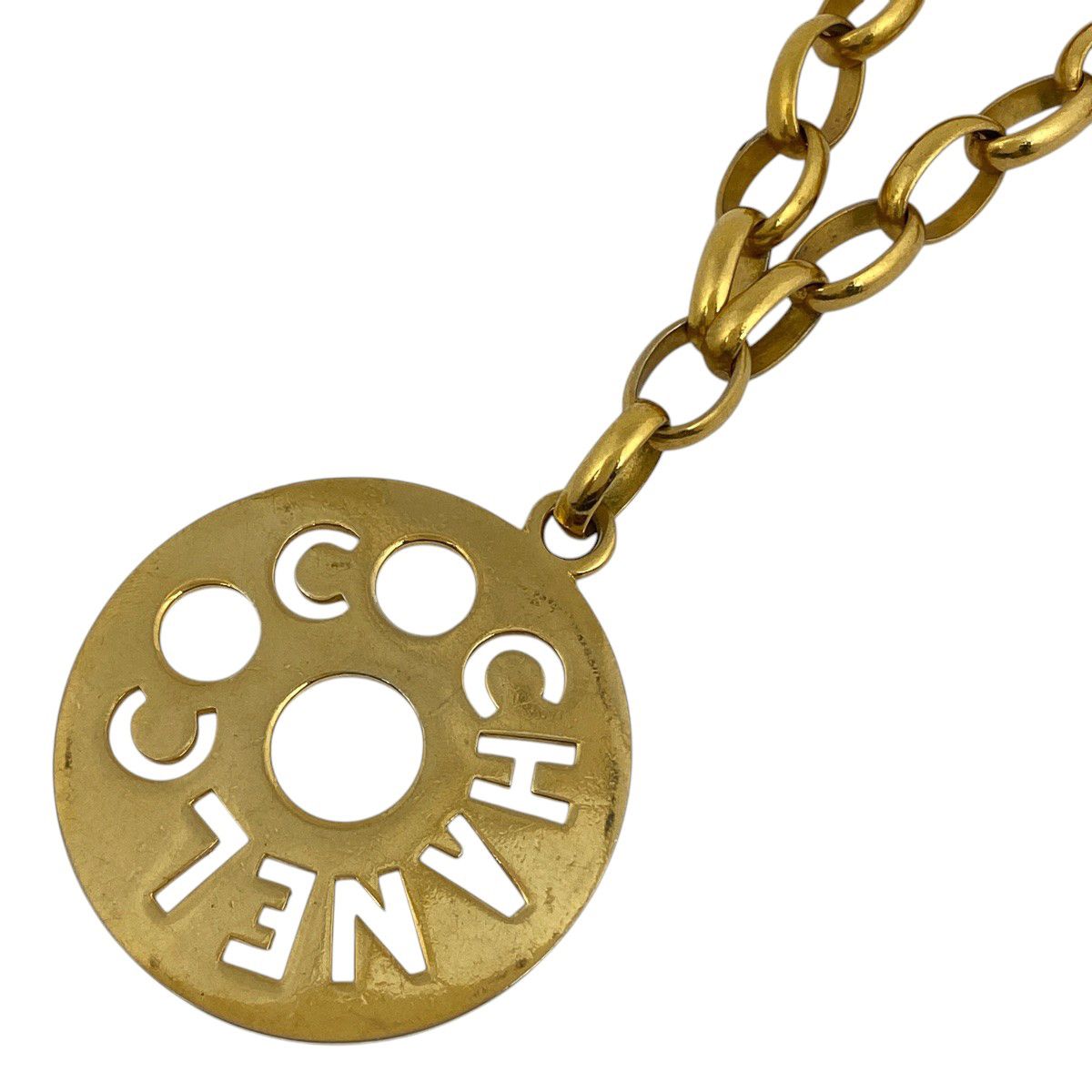 シャネル CHANEL ロゴ チェーン ネックレス ラウンドモチーフ チェーンベルト ネックレス GP ゴールド レディース