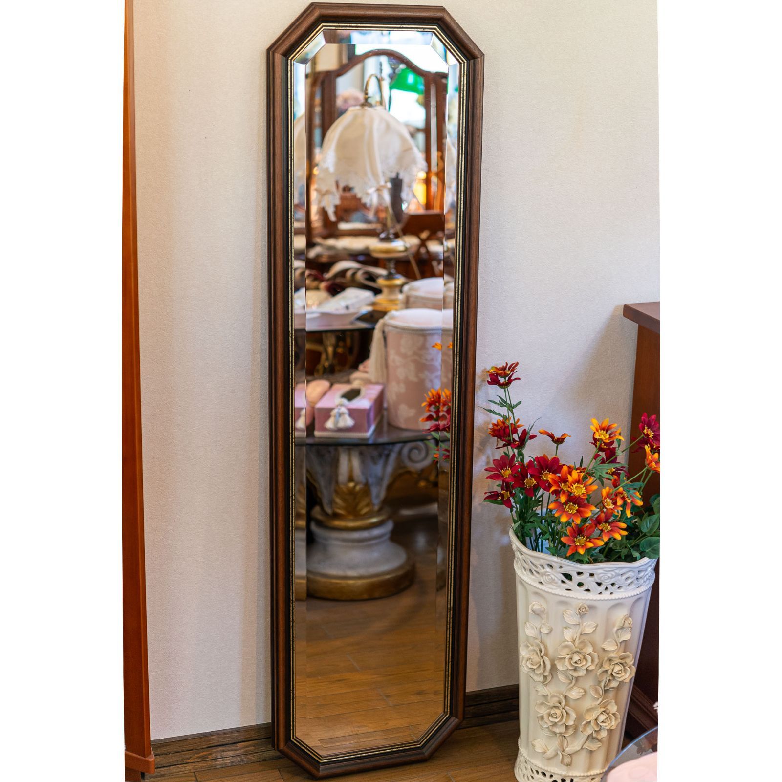 Italy イタリア/ウォールミラー/壁掛け/鏡/八角形/ペイント/クラシック