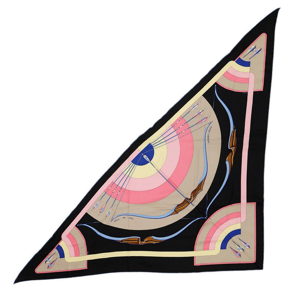 エルメス ストール トライアングル 虹 Arcs-en-Ciel HERMES カシミヤ シルク 春夏