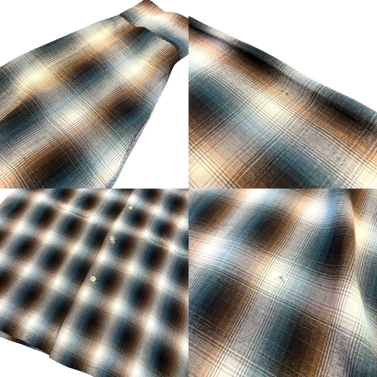 (古着)50〜60s towncraft 半袖シャドーチェックシャツヴィンテージ 1960s【TOWNCRAFT】ウールシャツ 黒チェック 表記S - 古着屋